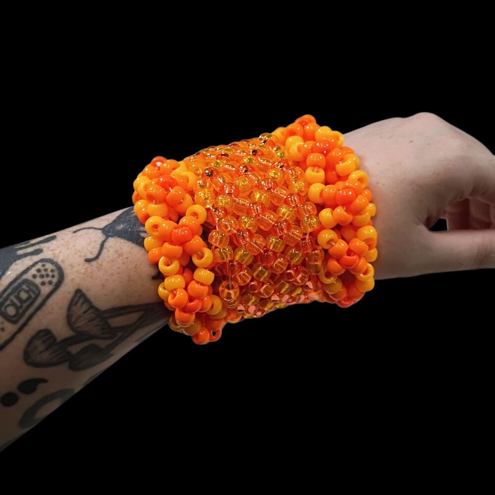 Orange Creamsicle Dream - Rotating Cuff - Kandi Bracelet - EDM Rave Festival Jew